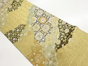 服部織物製　道長取に華文・花唐草・花鳥模様織出し袋帯